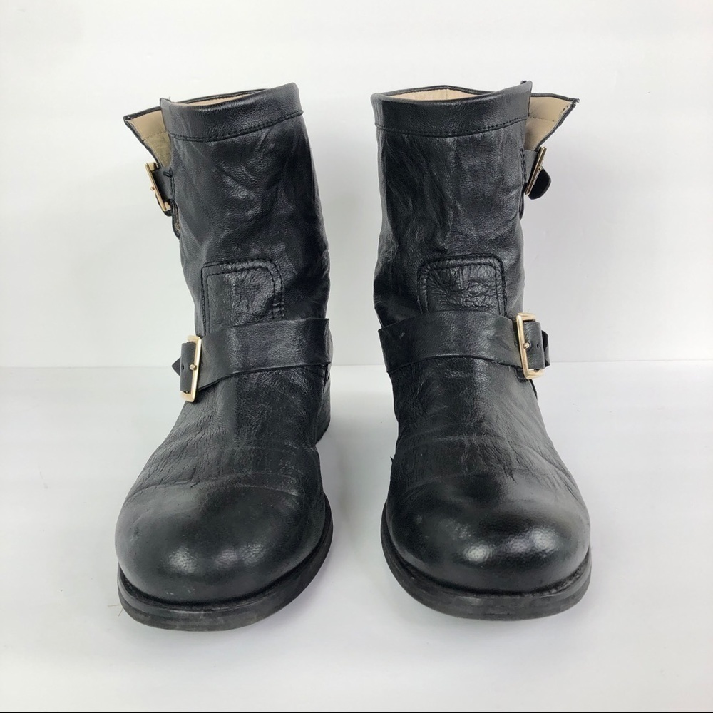 Jimmy Choo Youth Black Leather Biker Boots - Picture 2 of 11